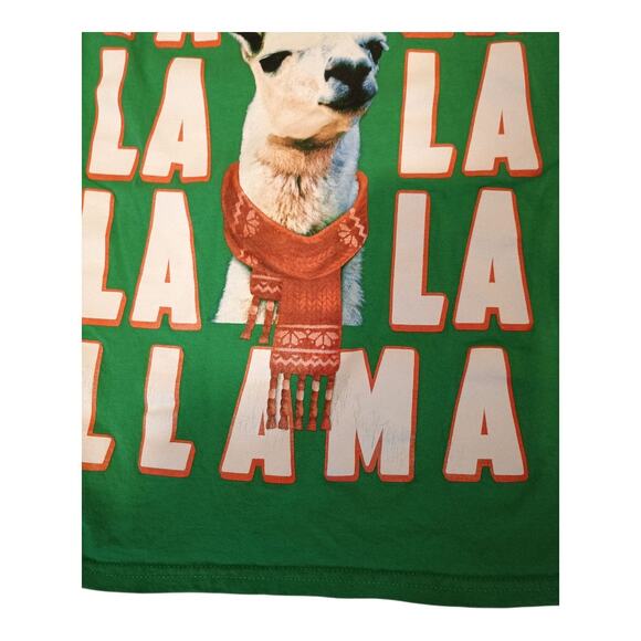 Christmas Fala Lala Lala Llama By Mad Engine Green Llama Tee Shirt Kids Size L - Picture 4 of 6